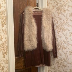 Zara pink velvet mini dress